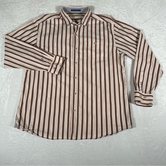 Tommy Bahama Other - Tommy Bahama Shirt Men Size L Stripes Long Sleeve Single Pocket 100% Cotton